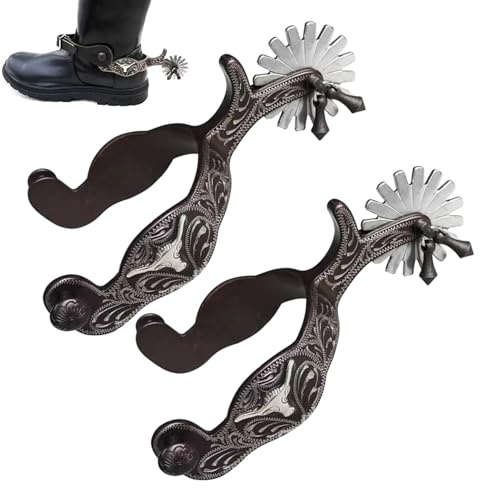 Generisch Western Sporen - Pferdesport-Event-Zubehör - Metall Cowboy Sporen,Für Reiten Springreiten Rancharbeit Reittraining Reiter Rancher Wettkämpfer Mode-Liebhaber Frauen