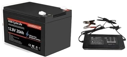 Batterie LiFePO4 12V 20ah, Compatible Avec Daweikala, BMS Intégré 6000 Cycles, Batterie Rechargeable Au Lithium Fer Phosphate(20Ah Battery-B)