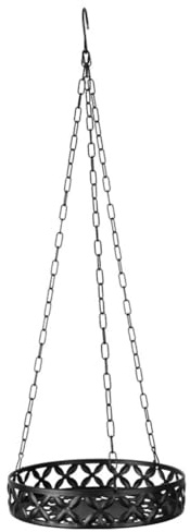Lagomloot Pflanzenhänger aus Metall, Rostfreier Blumenampel mit 3 Ketten für den Innen- und Außenbereich, Schwarzer Blumentopfhalter für Balkon, Gartenwand, 25 cm