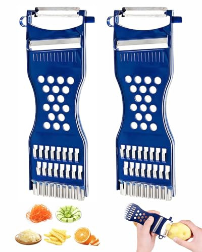 IPNSDON Juego De 2 Peladores De Verduras Pelador Multifuncional 6 En 1, Rallador Para Zanahorias, PráCtica Herramienta De Cocina Para El Hogar, Ralladores De Frutas Y Verduras, Rebanadoras