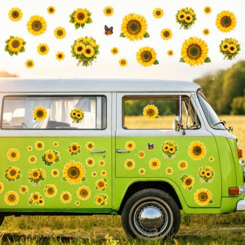 xolear 105 PCS Blume Auto Aufkleber, Autoaufkleber Blumen Wasserdicht | DIY Aufkleber Auto, Wandaufkleber Fensteraufkleber, Mülltonnenaufkleber für Fenster Autokarosserien Wände Laptops und Koffer