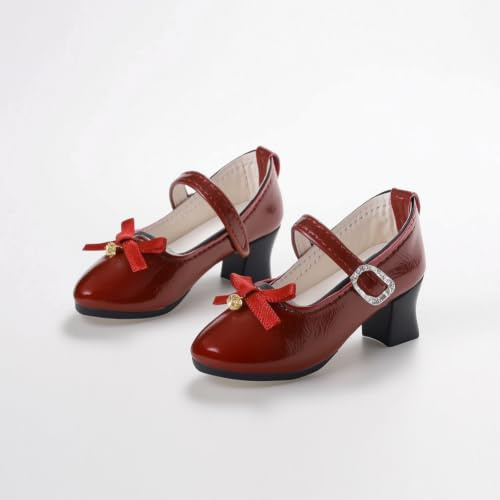KiBcsLic Bjd Puppenschuhe hochwertig Riemchenschuhe mit Schleife Puppenschuhe klassisch Riemchenschuhe für Puppensammler , Rot