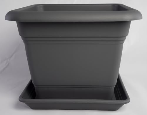 Geli Pot à Fleurs Nora avec Dessous de Plats en Différentes Couleurs et Tailles - Anthracite, 40 cm
