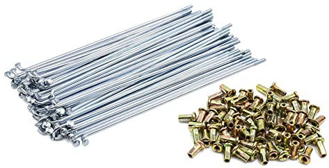 sourcing map Radios Para Rueda De Moto Plateado 170Mm Rosca 3Mm 72 Pcs | Acero Plateado, 170Mm Longitud, 3Mm Diámetro De Rosca, Resistente Al Impacto