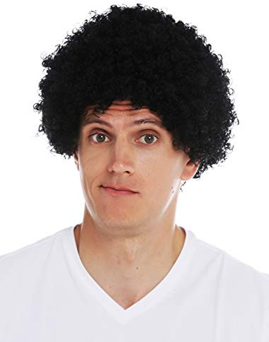 WIG ME UP - MMAS-6M-K01 Perücke Damen Herren Karneval kurzer dichter Afro krause Locken schwarz