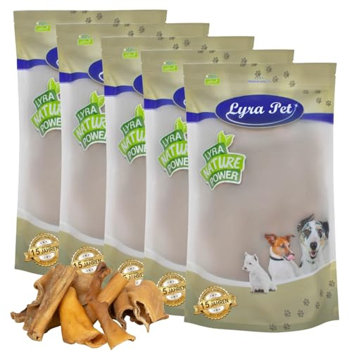 Lyra Pet® 5 kg Rinderkopfhaut Abschnitte 4-8 cm getrocknet - Kausnack Hunde | Naturbelassener Kauartikel vom Rind - Proteinreiches Leckerli - Harte & zähe Konsistenz- Fettarm & leicht verdaulich