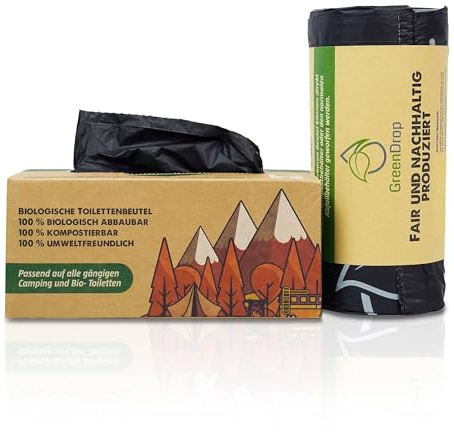 Green Drop® Toilettenbeutel 40 Stück – Biologisch abbaubare Hygienebeutel für Camping, Wandern und Reisen, auslaufsicher & geruchsdicht