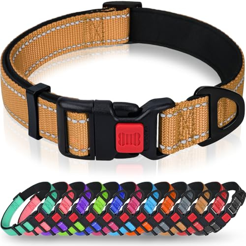 Taglory Hundehalsband Reflektierend für Große Hunde, Neopren Gepolstert | Für kleine bis große Hunde, verriegelbare Steckschnalle, gute Sichtbarkeit im Dunkeln, druckfrei und hautfreundlich am Hals