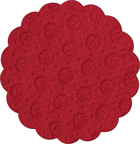 Demmler Tassendeckchen/Glasuntersetzer - filigranes Saugstoffpapier - rund - Rosenprägung - Farbe: Rot - 500 Stück - Made in Germany