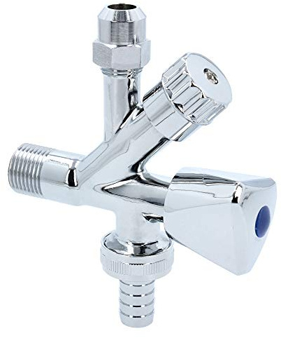 Kombi Eckventil für Geschirrspüler DN15 1/2 Chrom | Wasserhahn Waschmaschine Kugelhahn 3 Wege Abfluss | Eckventil mit Spülmaschinenanschluss Doppelanschluss Anschluss Verchromt Verlängerung PREMIUM