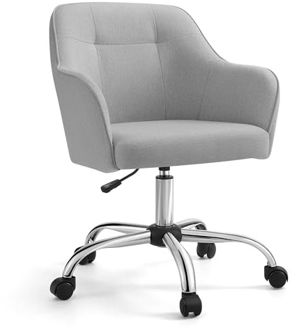 SONGMICS Homeoffice Stuhl, Drehstuhl, Schreibtischstuhl, höhenverstellbar, bis 110 kg belastbar, atmungsaktiver Stoff, für Arbeitszimmer, Schlafzimmer, hellgrau OBG019G02
