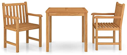 vidaXL 3-teiliges Garten-ESS-Set 80 x 80 cm Massivholz Teak
