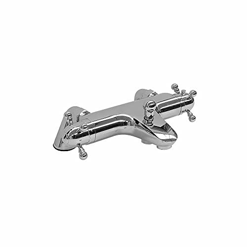 ENKI BBT0224 Gallant Thermostatic Bath Shower Mixer Tap, Chrome, Bathroom | Solid Brass, Easy Install, Fittings Included, 1-Year Guarantee, Wall Mounted, Modern Bathroom