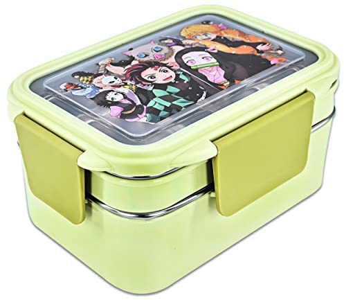 Roffatide Anime Demon Slayer All-in-One Bento Boxes Agatsuma Kamado Tanjirou Nezuko Zenitsu Hashibira Inosuke Lunch Box Containers for Food Fruit Snack