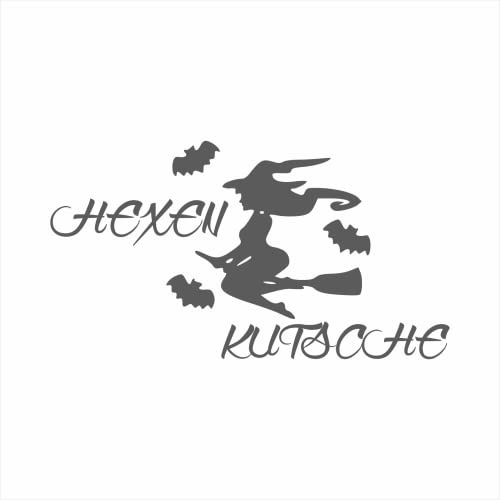tradercat Auto Aufkleber Hexen Kutsche, 15cmx10cm, Sticker für alle Oberflächen, Fenster, Seitenspiegel, Heckscheibe, Motorhaube, Fahrzeug, mit Anleitung (Schwarz Matt)