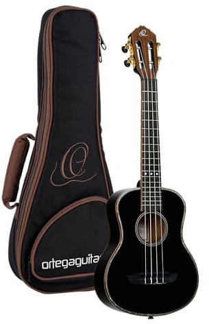 Ortega Guitars Tenor Ukulele Akustisch – Onyx Series – Inklusive Gigbag – Fichte, Mahagoni, Schwarz (RUOX-TE)