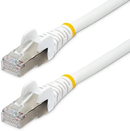 StarTech 5m Cat6a Snagless Ethernet Cable, S/FTP, 100W PoE, LSZH, White | LSZH, Gold-plated RJ45, Patch Cable, Ethernet Cord, Low Smoke, Zero Halogen, Network, 10Gbps, 27AWG copper, 500MHz