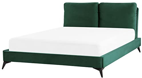 Beliani Elegantes Polsterbett in Grün Samtstoff mit Lattenrost 140 x 200 cm Melle