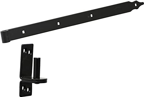 BRESKO Ladenband mit Kloben Set schwarz pulverbeschichtung 30-80 cm Torband Türband charnier Tor Gartentor (L: 600x35x4 mm / Ø13 mm Dorn)
