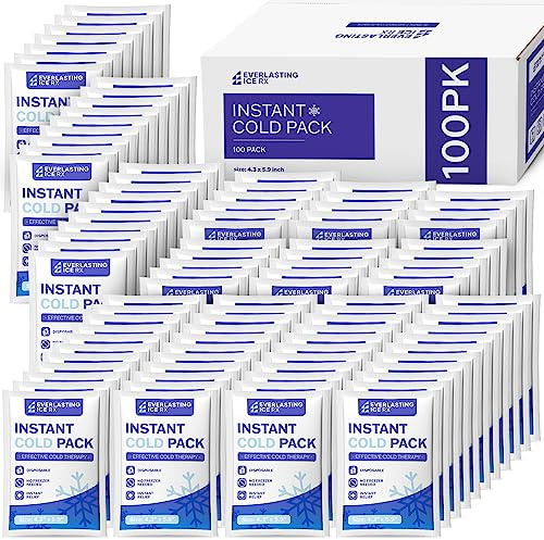 100 Pack Instant Ice Packs for Injuries, Disposable Instant Cold Pack