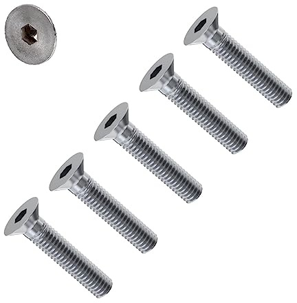 TERF® Tornillo avellanado hexagonal M5 x 25 mm M5 (5 mm) x 25 mm, tornillos de llave Allen avellanados hexagonales, paquete de 20
