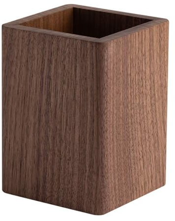 DUOHERESHUI Stiftehalter, Schreibtisch Holzstifthalter, Quadrat Holz Stifteköcher, Stifteköcher Holz Basteln, Zur Aufbewahrung Von Stiften, Stiften, Make-Up-Pinseln Und Kleinen Gegenständen (Braun)