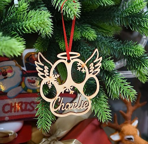 yky Personalisierte hölzerne Weihnachtsdekoration, personalisierte Hunde-Weihnachtsschmuck aus Holz, personalisierte Weihnachtskugel (XF5, 1 Stück)
