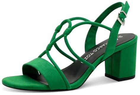 MARCO TOZZI Sandali Donna con Tacco con Cinturino Regolabile Vegani, Verde (Leaf Green), 39 EU