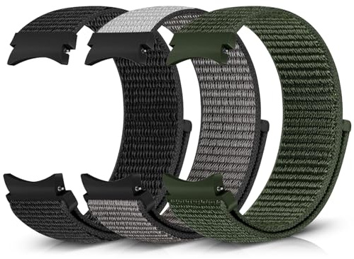 Klockarmband i nylon kompatibelt med Samsung Galaxy Watch 6/5/4 med 40/44 mm, Galaxy Watch 6 Classic med 43/47 mm/Watch 5 Pro 45 mm/Galaxy Watch 4 Classic 42/46 mm, för kvinnor och män, Ingen ädelsten