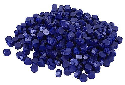 Tissting 725 Stück Siegelwachs Perlen Set 250g Vintage Siegel Wachssiegel Achteckige Wachsperlen für Briefumschläge, Hochzeit Karten, DIY Geschenkbox Dekoration(Blau)