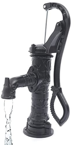 Gbonklong 26 feet Cast Iron Water Well Hand Pump, Rustic Garden Farmhouse Antique Cast Iron Deep Well Hand Pump Water Black