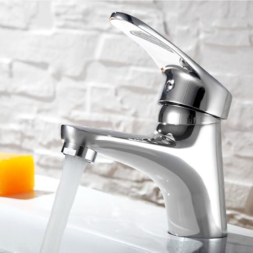 Grifo de baño acero inoxidable palanca única agua caliente y fría con 2 mangueras incluidas, grifo lavabo grifos de lavabo para baño