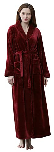 MJGkhiy Vestaglia Donna Pile Invernale Caldo Caldo Manica Lunga Fleece Accappatoio Pigiama Kimono Vestaglia Con Cappuccio Comodo Abbigliamento Da Notte Loungewear Peluche Accappatoio