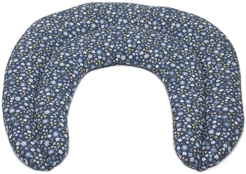 Bio-Dinkel Nackenhörnchen mit Kammern Bio Stoff Blümchen-blau - Nackenkissen - Körnerkissen - Wärmekissen