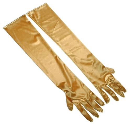 Asudaro 1920er Opernhandschuhe Erweiterte Satinhandschuhe Abendhandschuhe Damen Lange Hochzeitshandschuhe Für Bräute Hochzeiten Opernwettbewerbe Aufführungen und Tänze golden