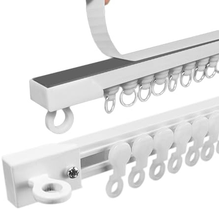 30-420cm Vorhangschiene Selbstklebende Gardinenschiene, for Wandmontage / Deckenmontage, mit stummen Rollen, für Vorhänge, Duschvorhang, Raumteiler, Wohnmobil-Vorhang ( Color : Ceiling , Size : 0.6m(1