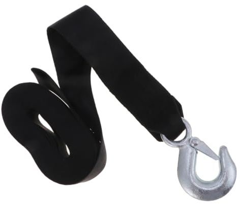 BomDog Corda da Traino, Cinghia per Verricello Corda per Verricello Cinghia per Verricello Marino con Fasce per Telaio a Gancio Fettuccia per Carro Attrezzi/Black/800X4.7X0.5Cm