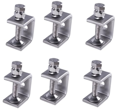 AOMIKITSTU C Klemme 6 Stück, Edelstahl C-Zwingen Kieferöffnungen 30mm, Heavy Duty Trägerklemme Spannbereich 0-25mm, Trägerklemme für Heimwerker Holzbearbeitung, Schweißtischlerei