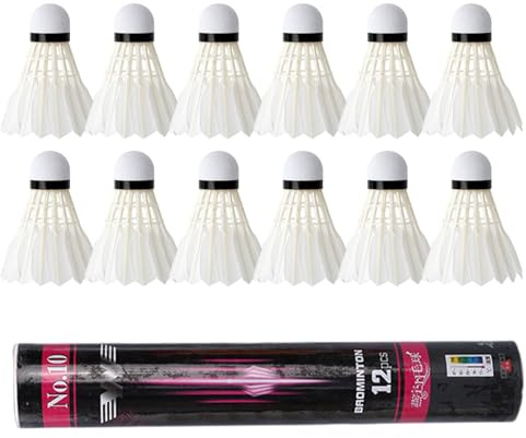 Shurzzesj Badmintonball im Freien, Federbälle, Federbälle, Federbälle, Badmintonbälle aus natürlicher Feder für drinnen und draußen, Badmintonball mit hohem Kopf