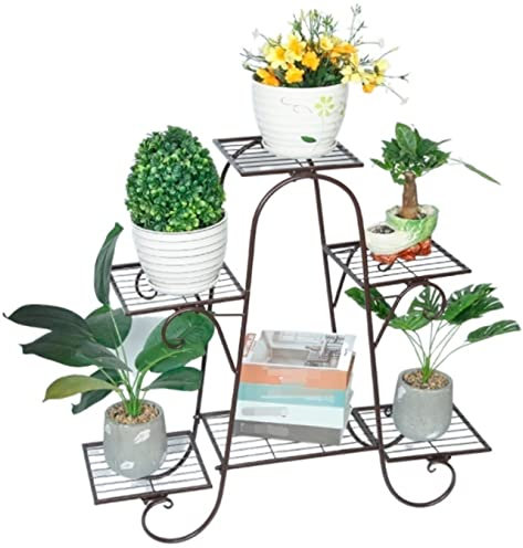 CCYENG Pflanzenständer, Pflanzenregal, Pflanzentisch, Schmiedeeisen, 6-stufiger Pflanzenständer, Metall, Blumenständer, Mehrfach-Pflanzenregal, Indoor-/Outdoor-Pflanze