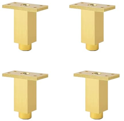 SZLXJMFL Möbelfüße, 4 Stück Möbelfüsse Gold, Quadrat, Verstellbar Höhe: 6-25cm Eloxierte Oberfläche Sofasfüße Schrank Füße Couchtisch Beine Sockelfuß Tischfüße Aluminiumlegierung-10cm/4
