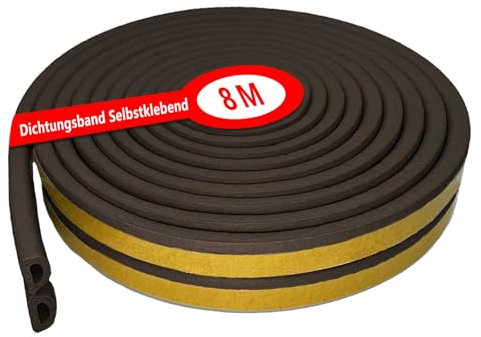 Burletes Para Ventanas, 8M Juntas de Goma Para Ventanas, Aislante Burlete, Tipos de BurletesPara Insonorización, Antipolvo, Protección Contra Impactos, Estanqueidad, (Marrón), Cinta