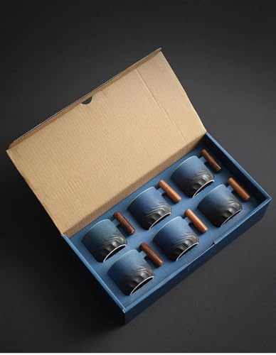 Service à Thé En Métal Tasse Céramique Avec Manche Bois Glaçure Modifiée Au Four Tasse Thé Service Thé Tasses Café Italiennes Créatives Faites Main Petites Tasses Set De Théière Et Tasse De Noël(C)