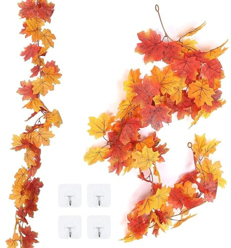 YUZHEDM 2 Pezzi Decorazioni Autunnali 195cm Foglie Finte per Decorazioni Foglie Autunnali Finte per Ghirlanda Autunno Casa Addobbi