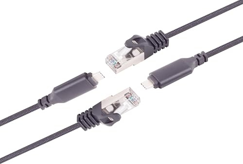 Câble adaptateur USB-C vers LAN de 3 mètres, câble 2 pièces, transfert de données 1 Gbit, câble USB C 3.1 vers RJ45 Ethernet Cat6, compatible avec smartphone, ordinateur portable, Macbook, 3 mètres