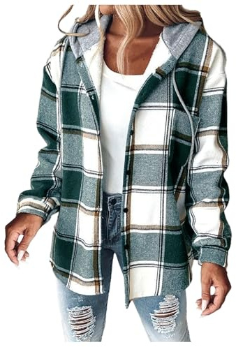 Manteau à Carreaux pour Femmes, Veste à Capuche, Sweat-Shirt, Manteau Polaire Translucide Manteau Hiver Habille