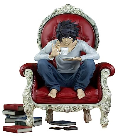 Jiumaocleu Anime Death Note Figur L Figur Statue, Sitzend auf Sofa Version L Actionfigur Handgemachtes Sammlerstück Desktop Dekoration Fans Geburtstagsgeschenke