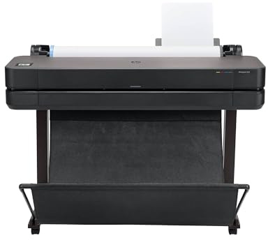 HP DesignJet T630 Stampante per Grandi Formati da 91 cm 5HB11D, Formati supportati da A4 ad A0, velocità 76 Pagine A1 all’Ora, Gigabit Ethernet, USB, Wi-Fi, Garanzia 1 Anno, Edizione 2025, Nero