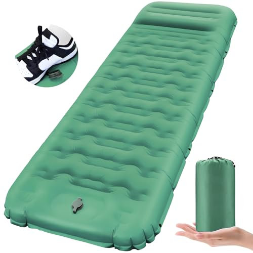 FTSMTK Isomatte Selbstaufblasend mit Fußpresse Pumpe, 12cm Verdicken Isomatte Camping, Ultraleicht Luftmatratze Kleines Packmaß, Aufblasbare Matratze Campingmatte Schlafmatte für Outdoor Camping