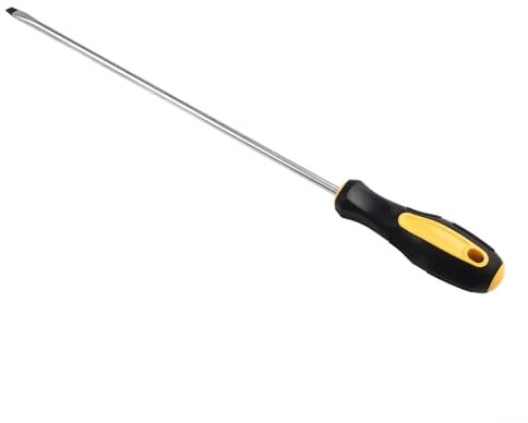 Honseadek Tournevis cruciforme magnétique extra long de 30,5 cm, tournevis à fente magnétique avec poignée en caoutchouc pour machine à coudre, réparation de voiture, outil à main (tournevis fendu)
